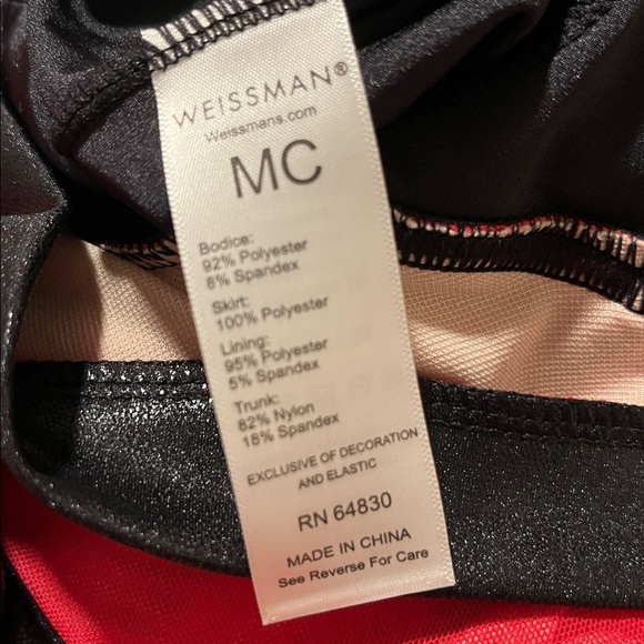 Weissman red black faux leather sequins dance dress costume child medium mc - Picture 7 of 7